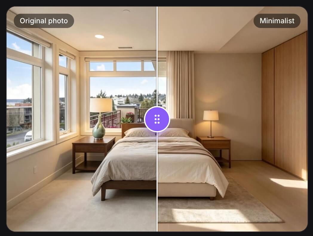 Minimalist bedroom AI design effect placeholder