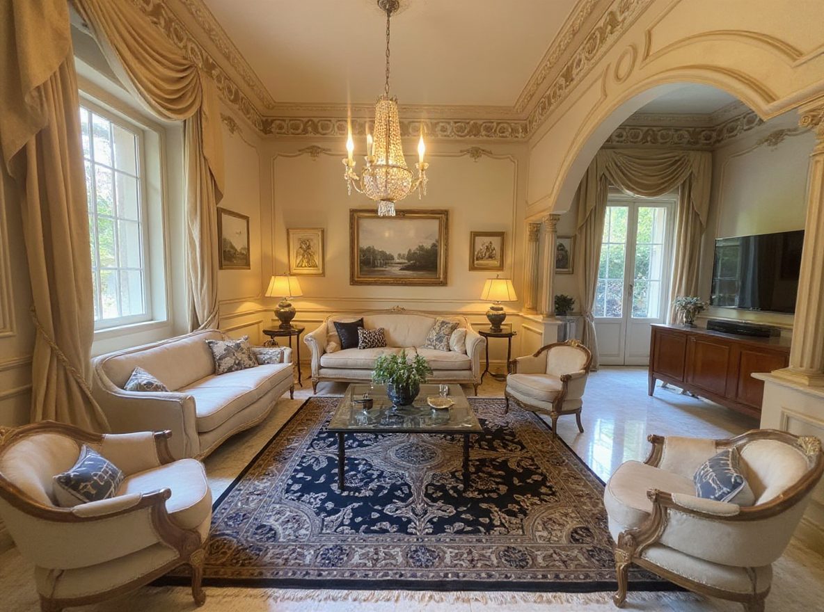 Neoclassic Living Room redesign after view from a real photo