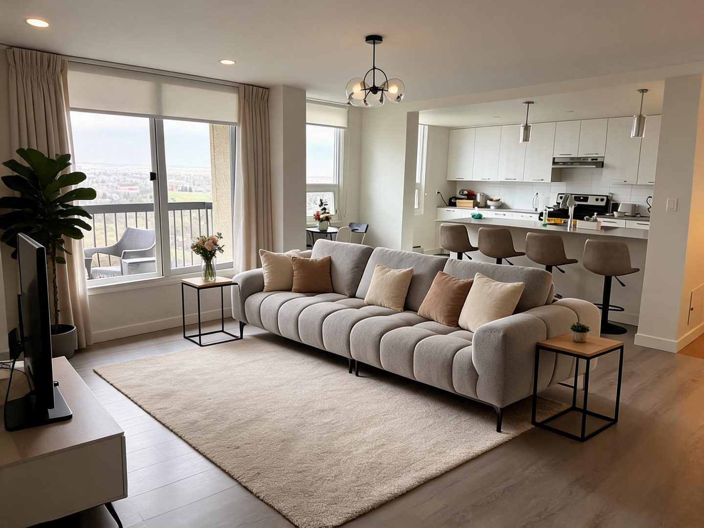 Modern Living Room redesign after view from a real photo