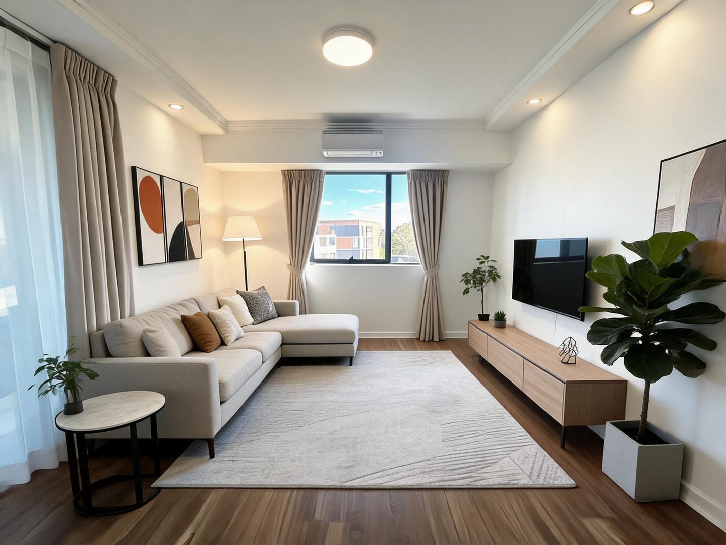 Contemporary Living Room redesign after view from a real photo