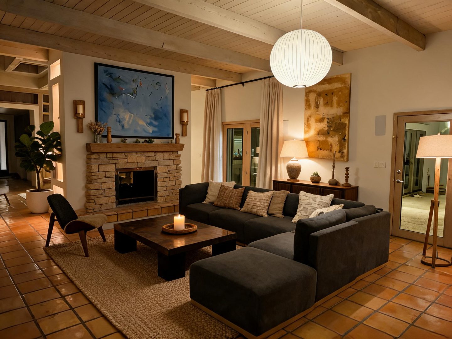 Rustic Living Room redesign after view from a real photo