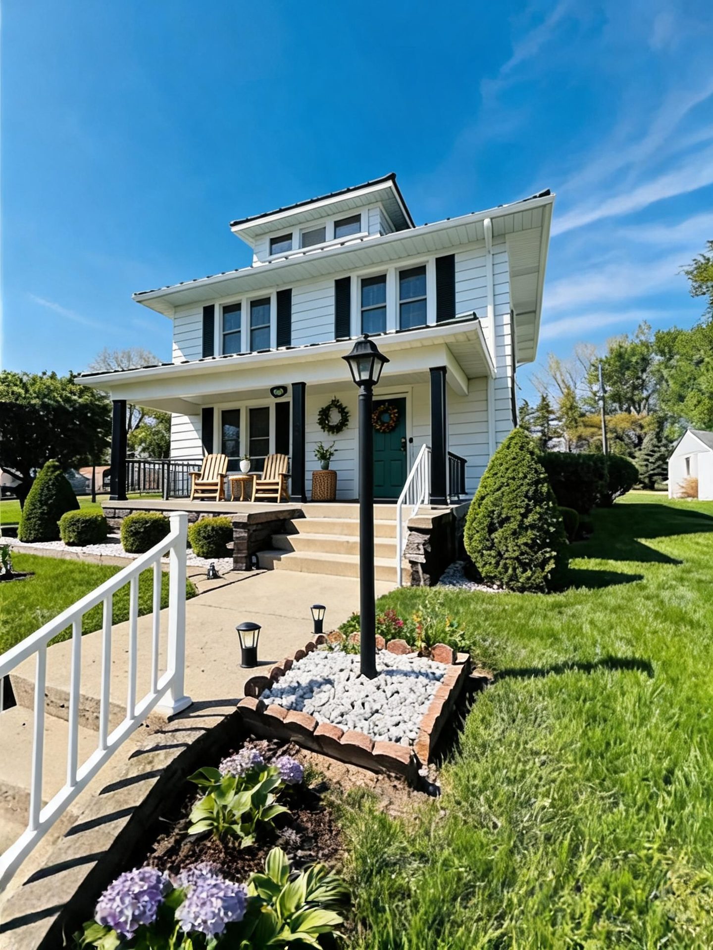 Farmhouse House Architectural redesign after view from a real photo