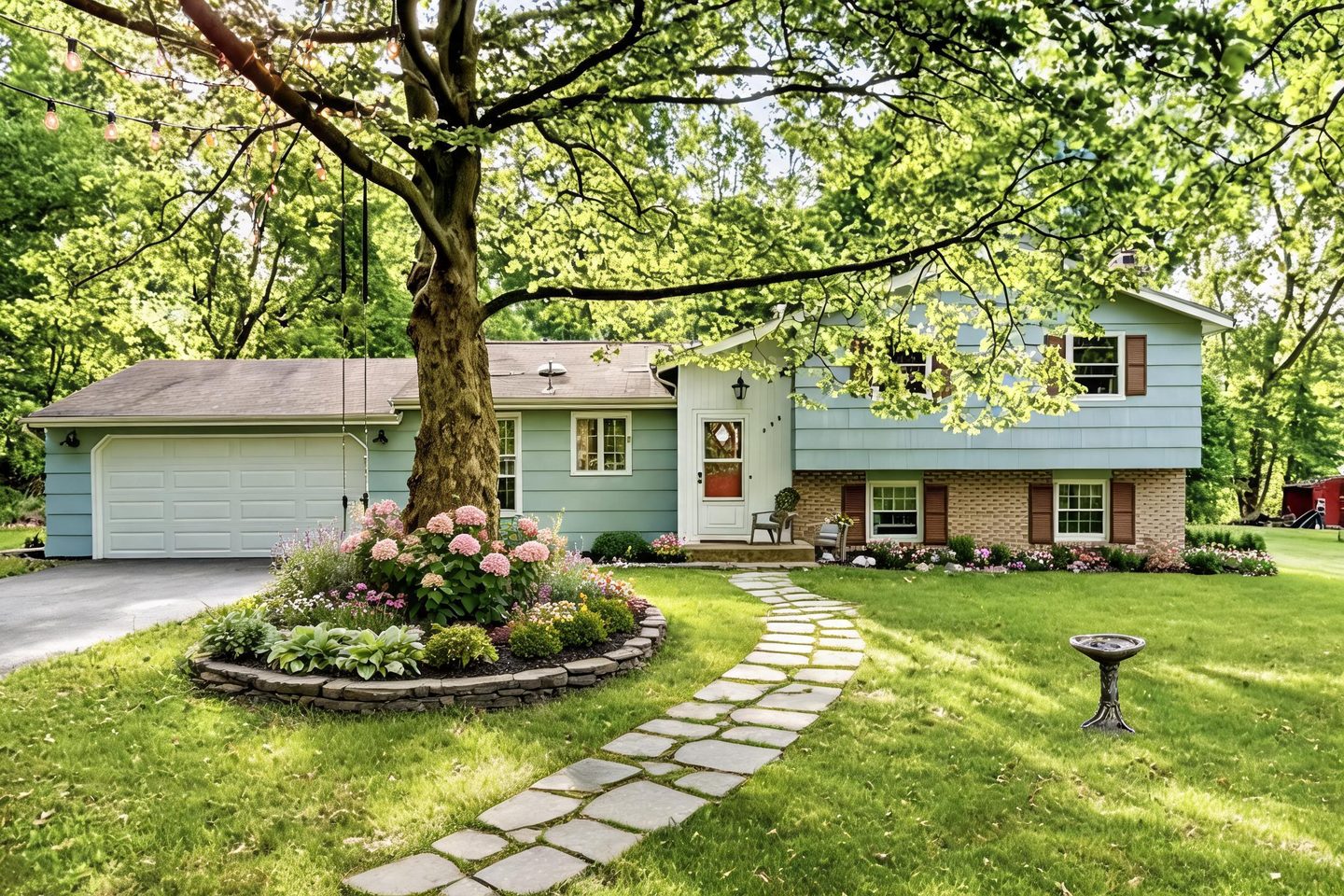 Transitional Front Yard redesign after view from a real photo