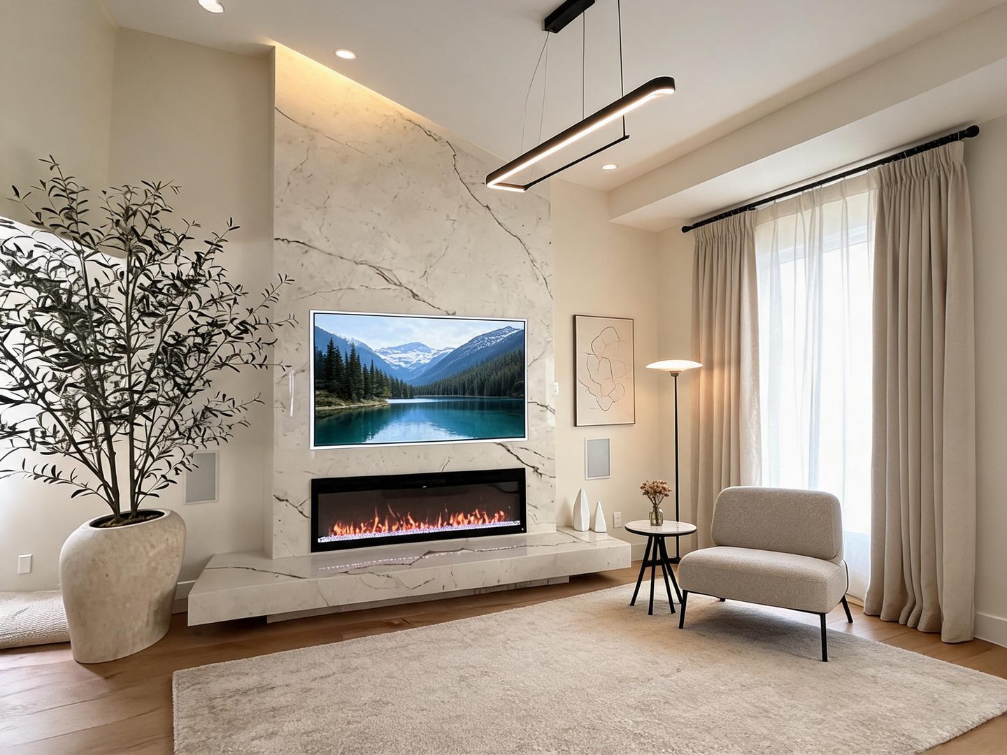 Modern Living Room redesign after view from a real photo