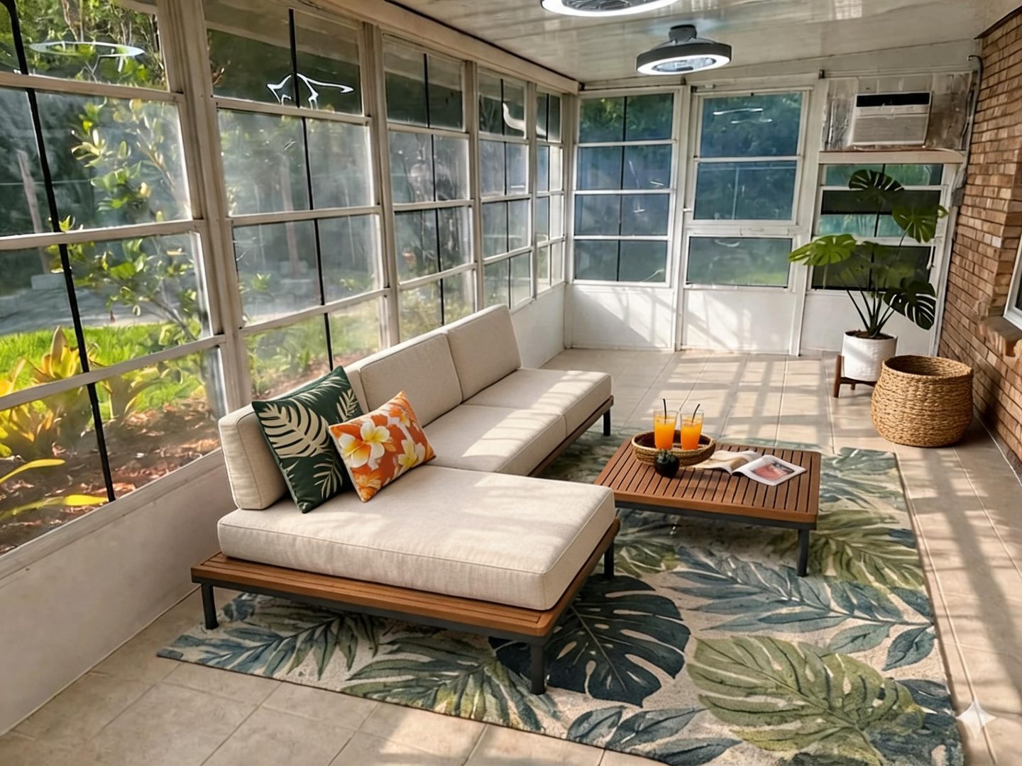 Tropical Outdoor Patio redesign after view from a real photo