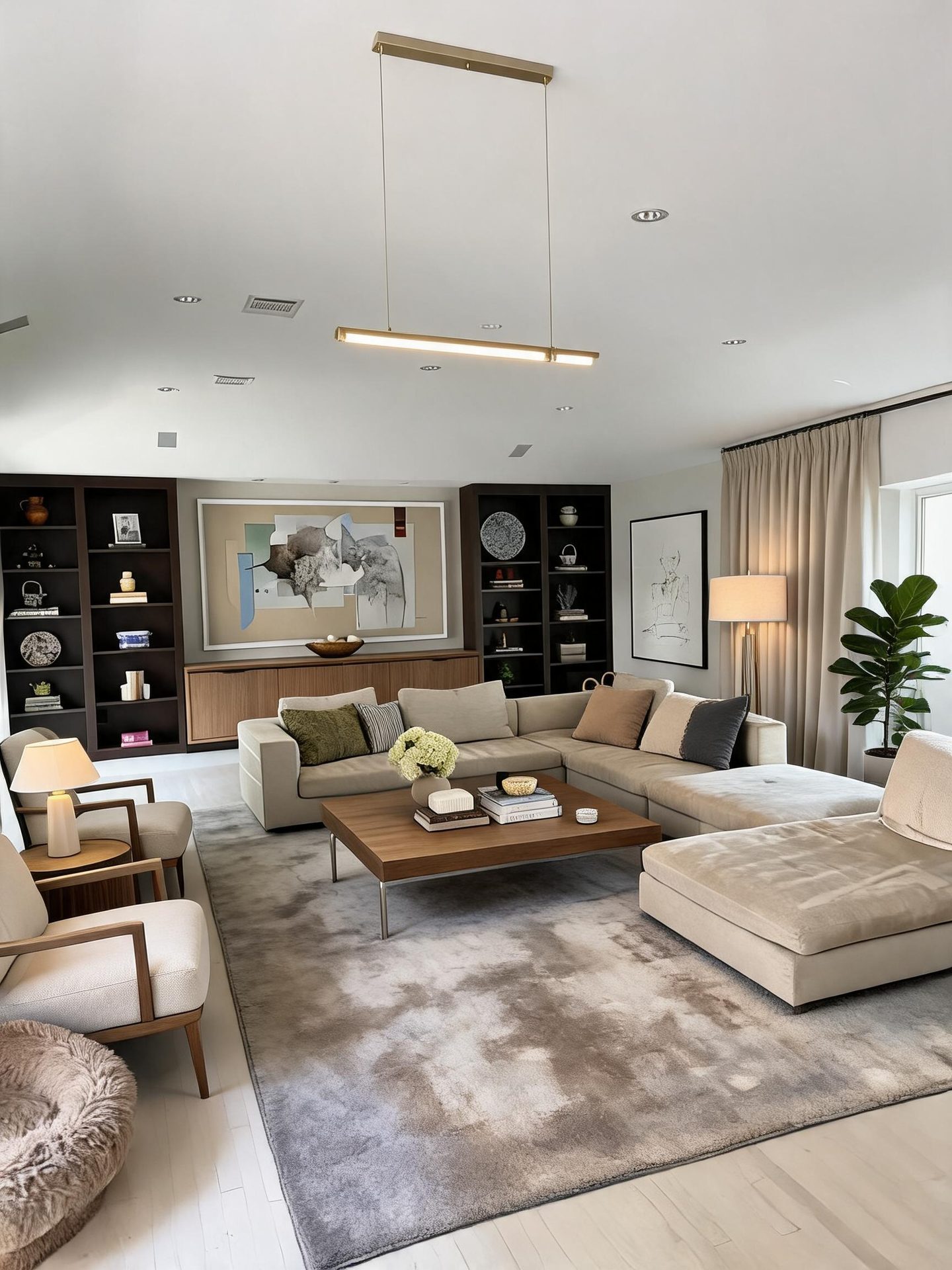 Transitional Living Room redesign after view from a real photo