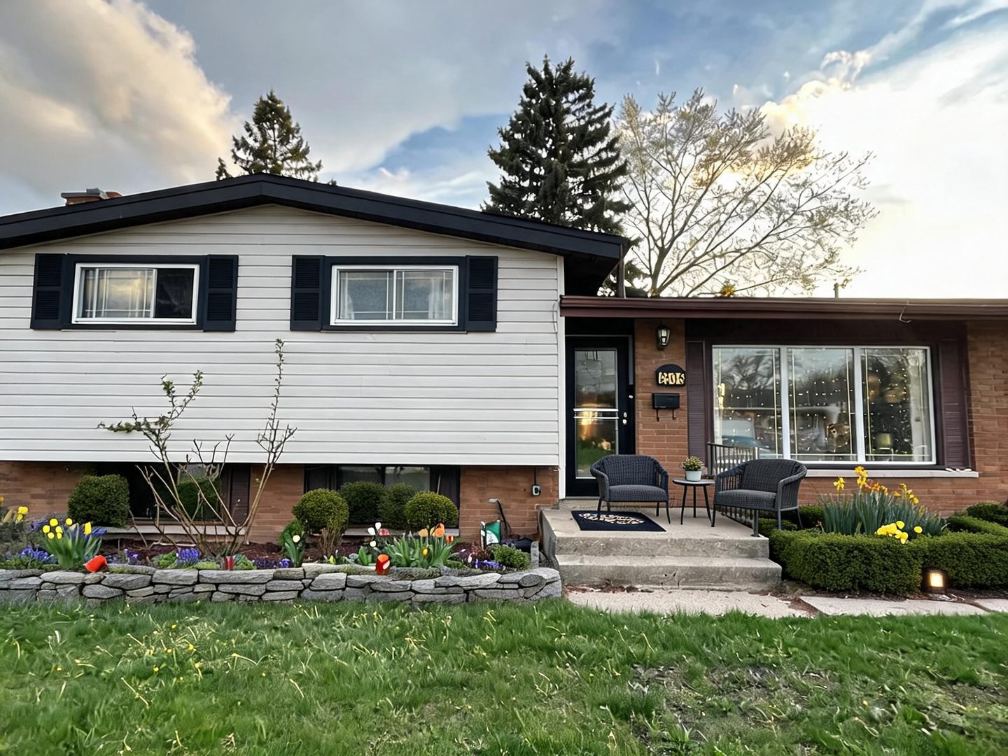 Transitional House Architectural redesign after view from a real photo