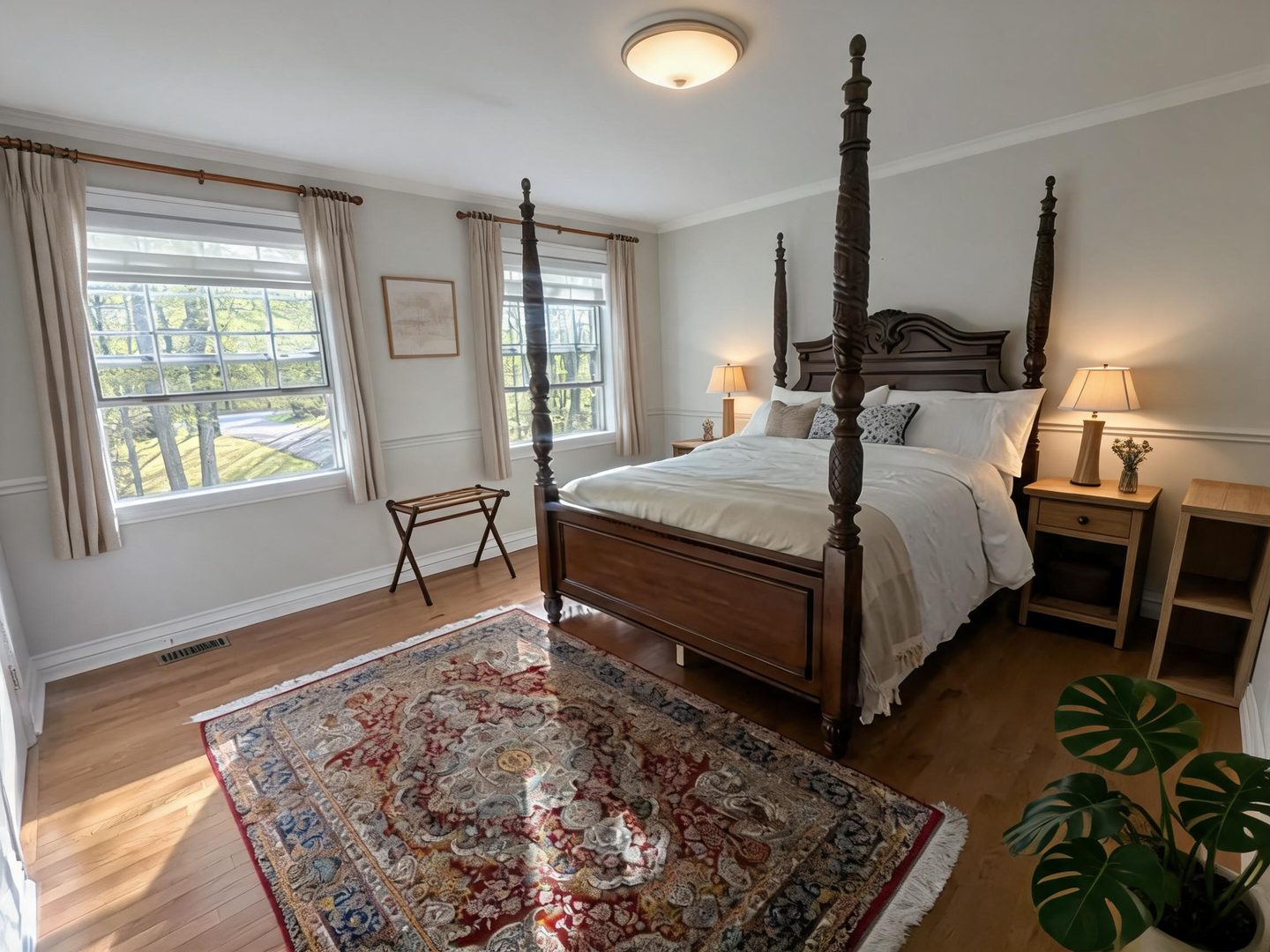 Transitional Guest Bedroom redesign after view from a real photo