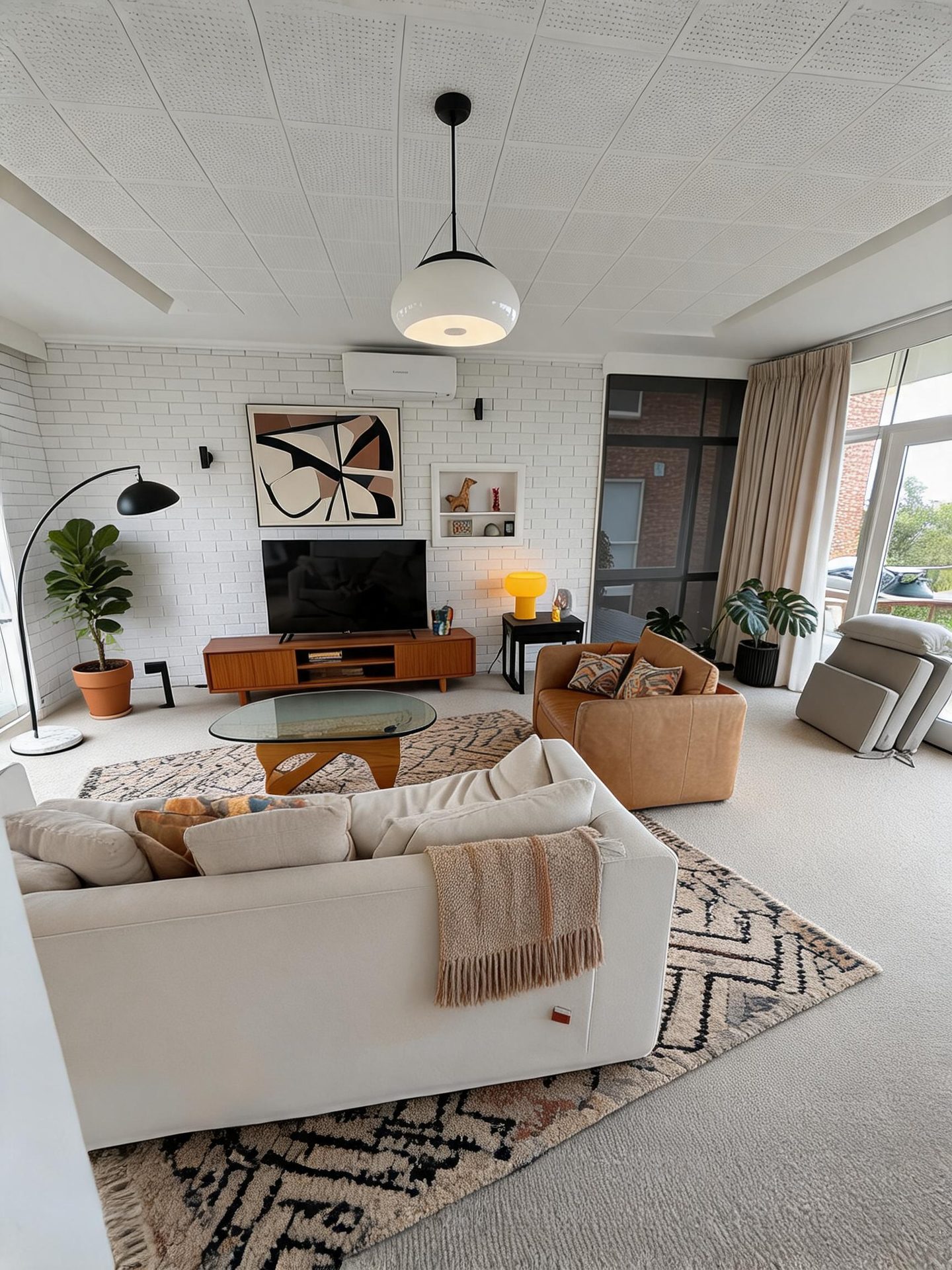 Midcentury Modern Living Room redesign after view from a real photo