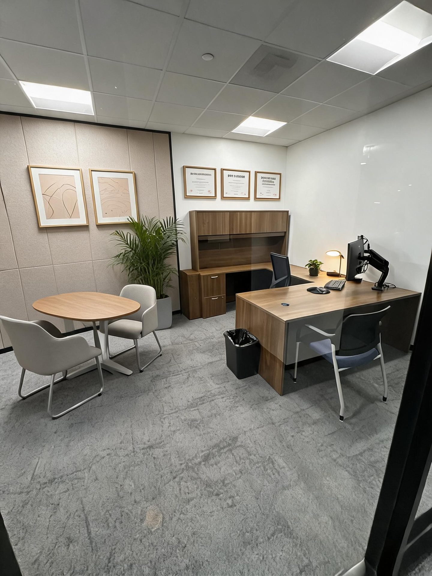Contemporary Office redesign after view from a real photo