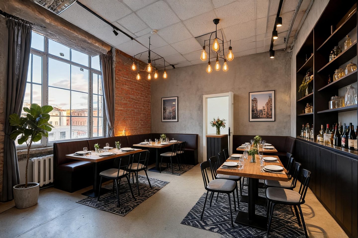 Industrial Restaurant redesign after view from a real photo