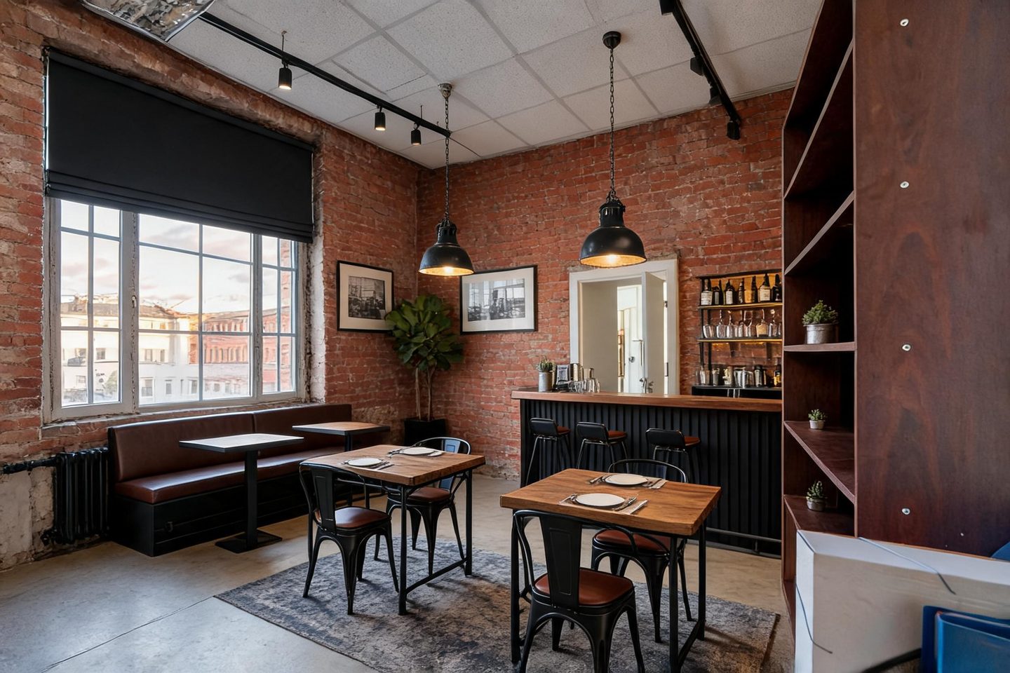 Industrial Restaurant redesign after view from a real photo