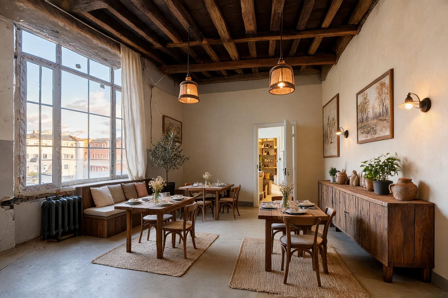Rustic Restaurant redesign after view from a real photo