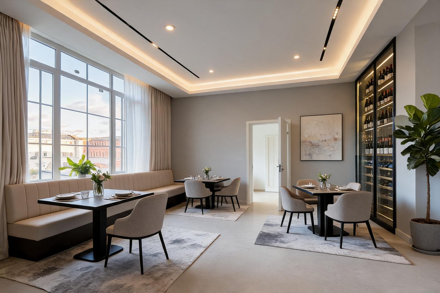Modern Restaurant redesign after view from a real photo