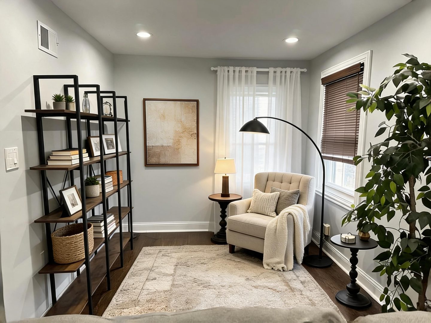 Transitional Living Room redesign after view from a real photo