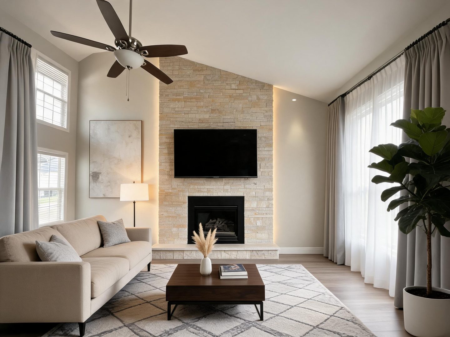 Modern Living Room redesign after view from a real photo
