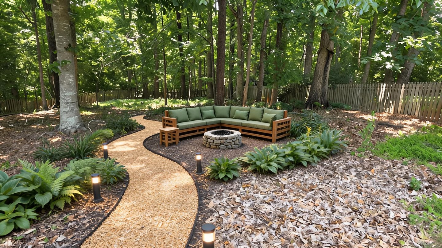 Biophilic Backyard redesign after view from a real photo
