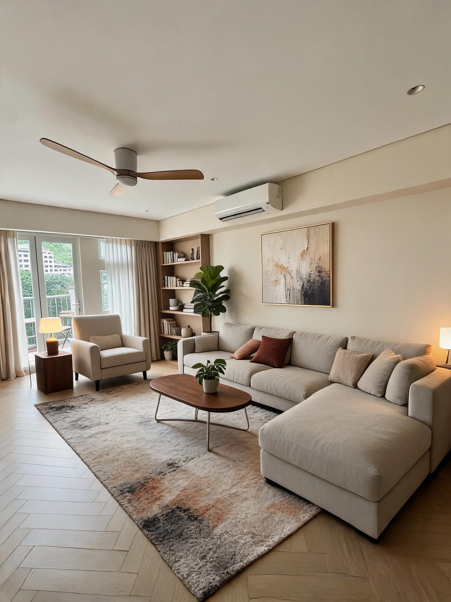 Contemporary Living Room redesign after view from a real photo
