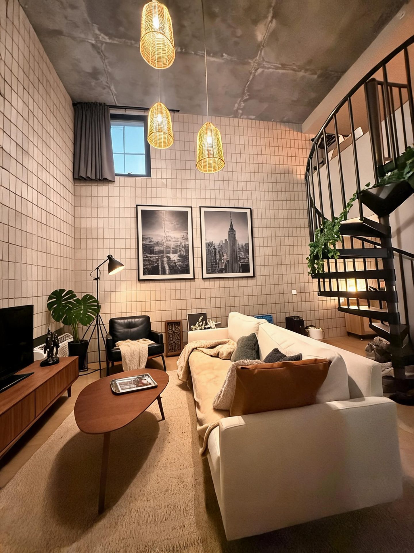 Industrial Living Room redesign after view from a real photo
