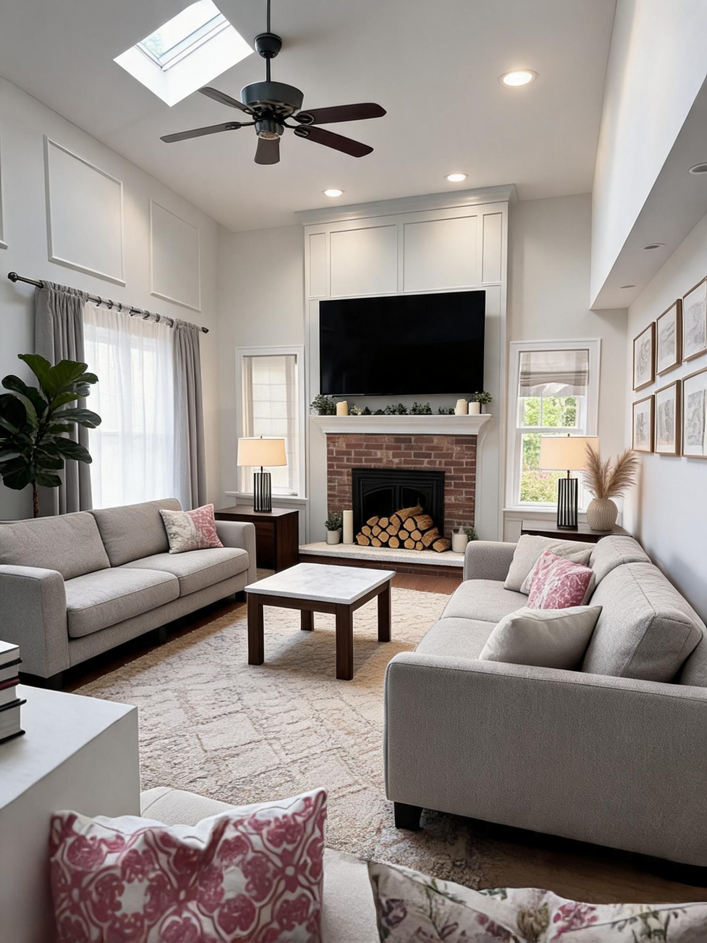 Transitional Living Room redesign after view from a real photo