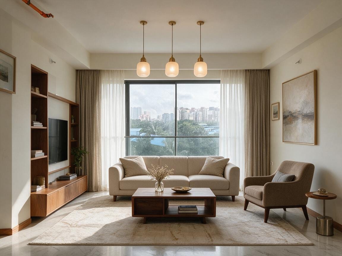 Modern Living Room redesign after view from a real photo