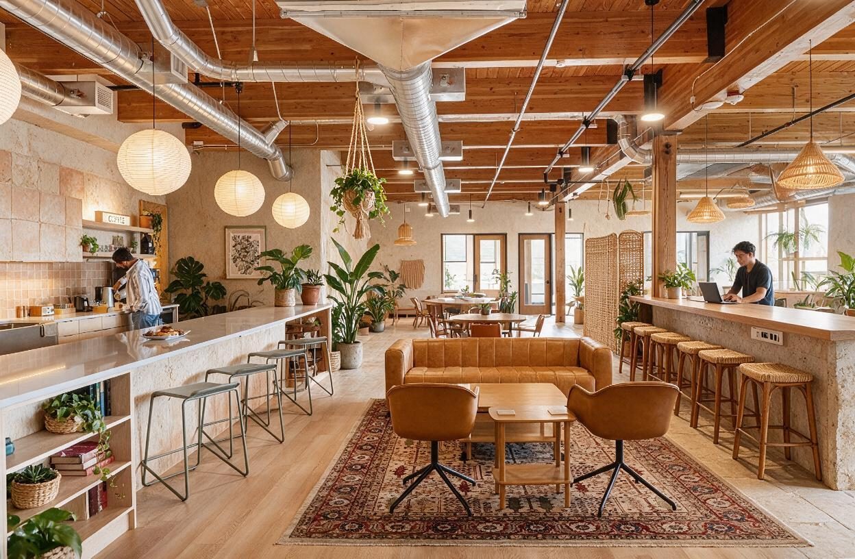 Tropical Coworking Space redesign after view from a real photo