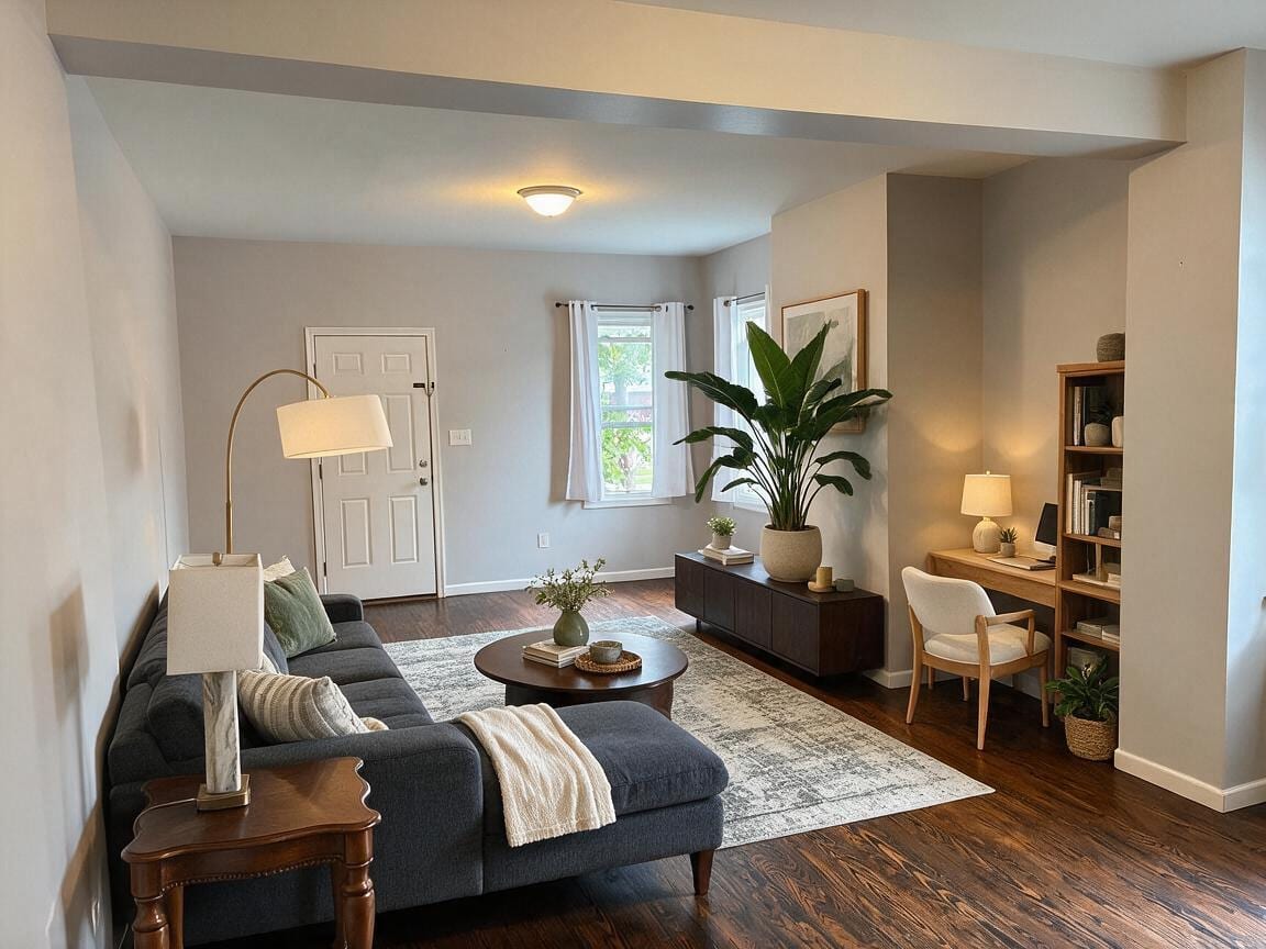 Contemporary Living Room redesign after view from a real photo