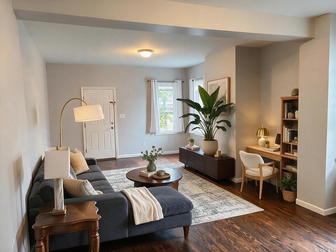 Contemporary Living Room redesign after view from a real photo