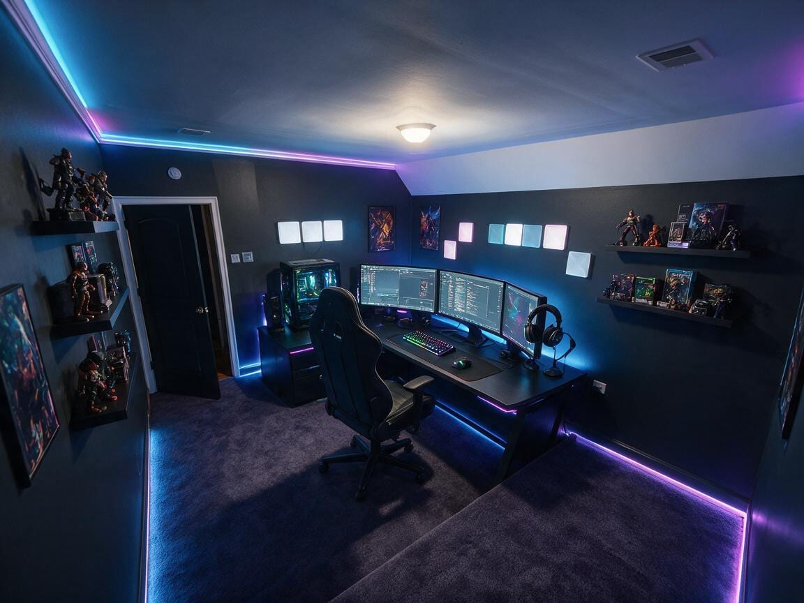 Gaming Room Gaming Room redesign after view from a real photo
