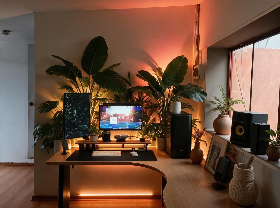 Tropical Gaming Room redesign after view from a real photo