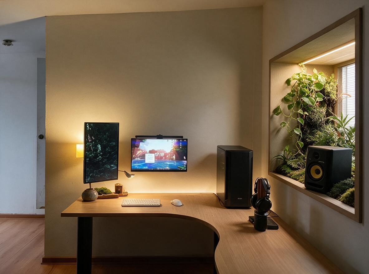 Biophilic Home Office redesign after view from a real photo