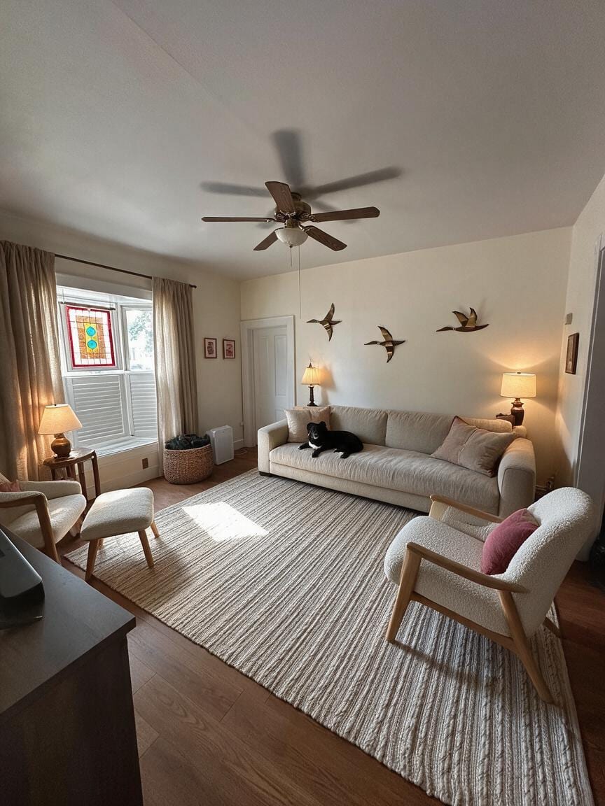 Transitional Living Room redesign after view from a real photo
