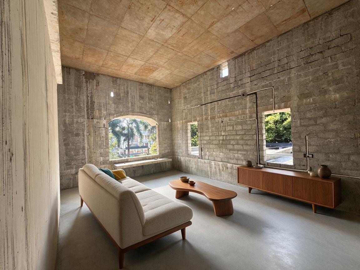 Midcentury Modern Living Room redesign after view from a real photo