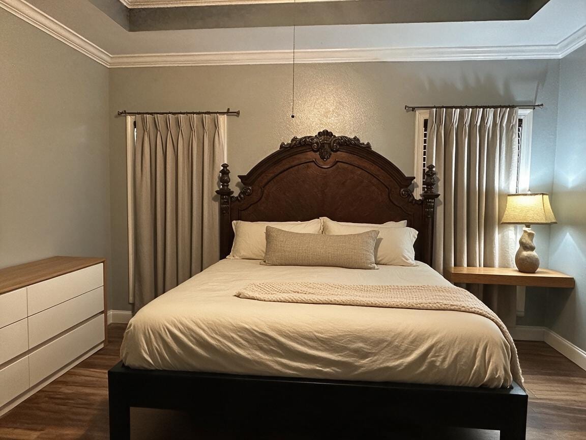 Minimalist Bedroom redesign after view from a real photo