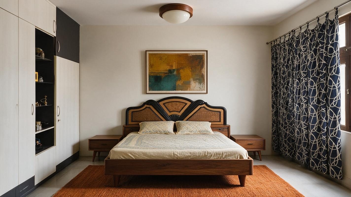 Midcentury Modern Bedroom redesign after view from a real photo
