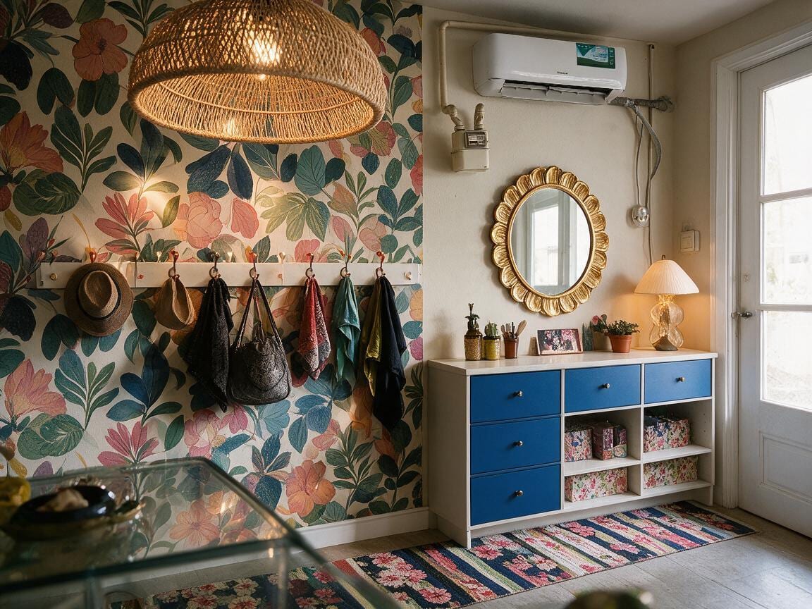 Maximalist Mudroom redesign after view from a real photo