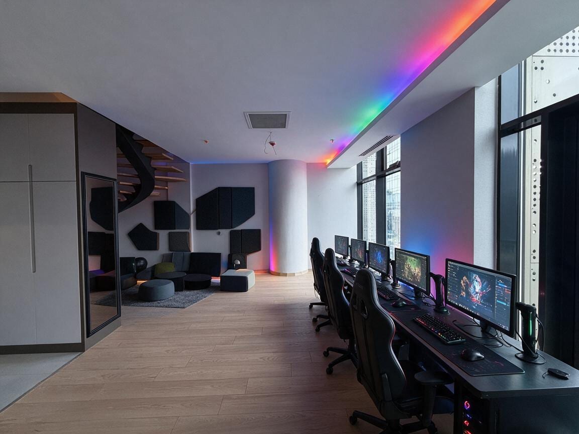 Gaming Room Office redesign after view from a real photo