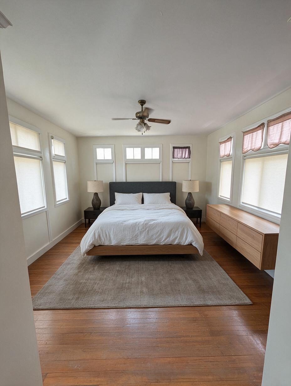 Modern Bedroom redesign after view from a real photo