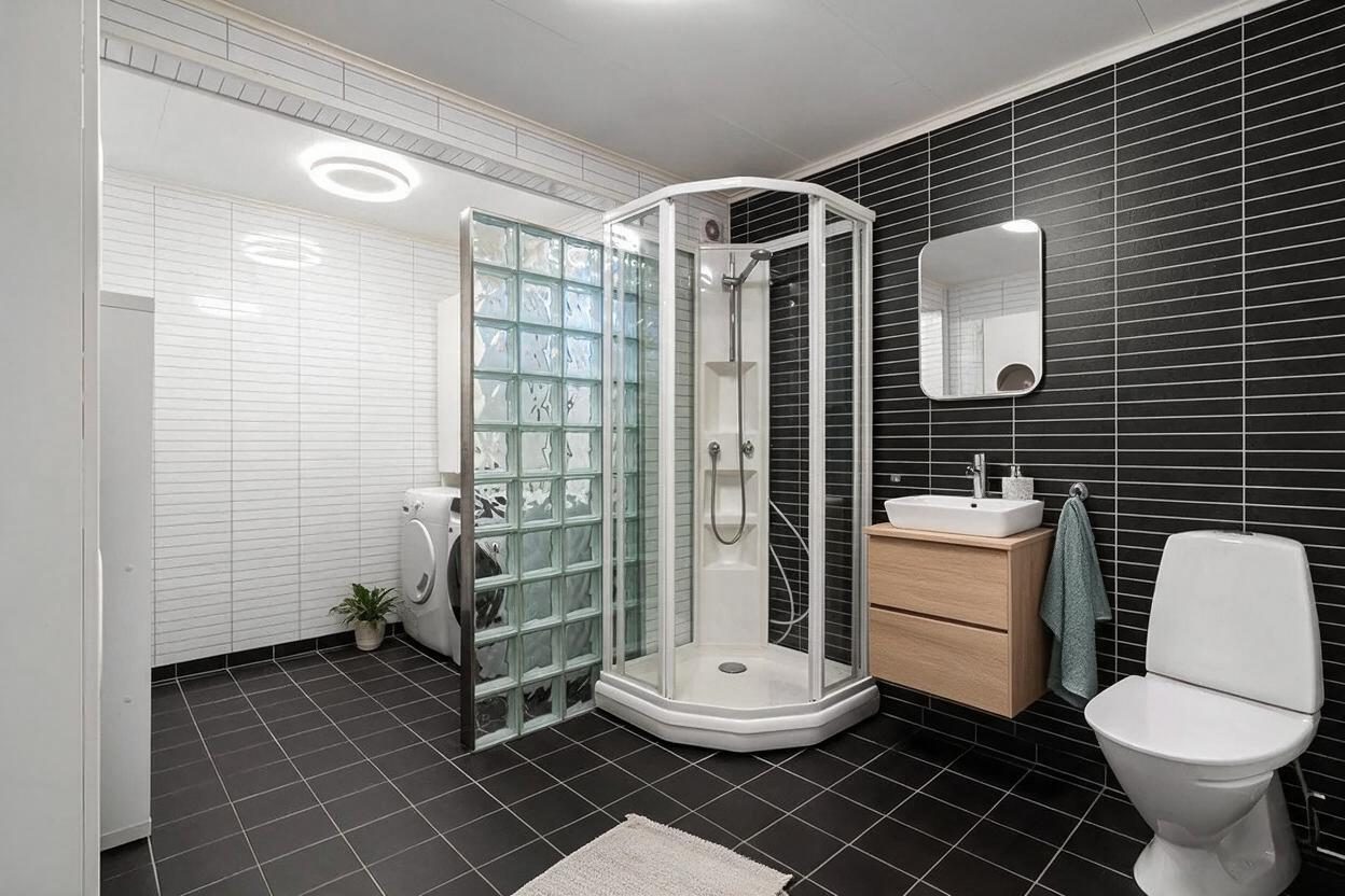 Scandinavian Bathroom redesign after view from a real photo