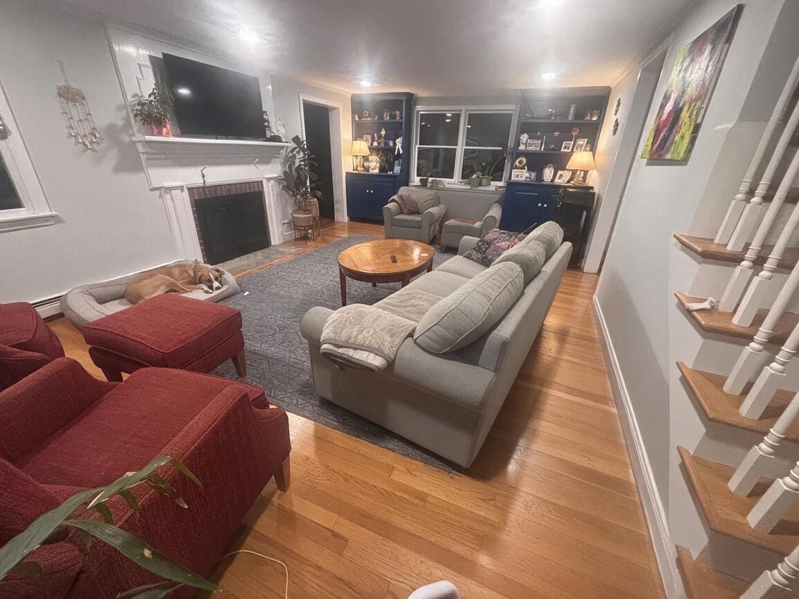 Transitional Living Room redesign after view from a real photo