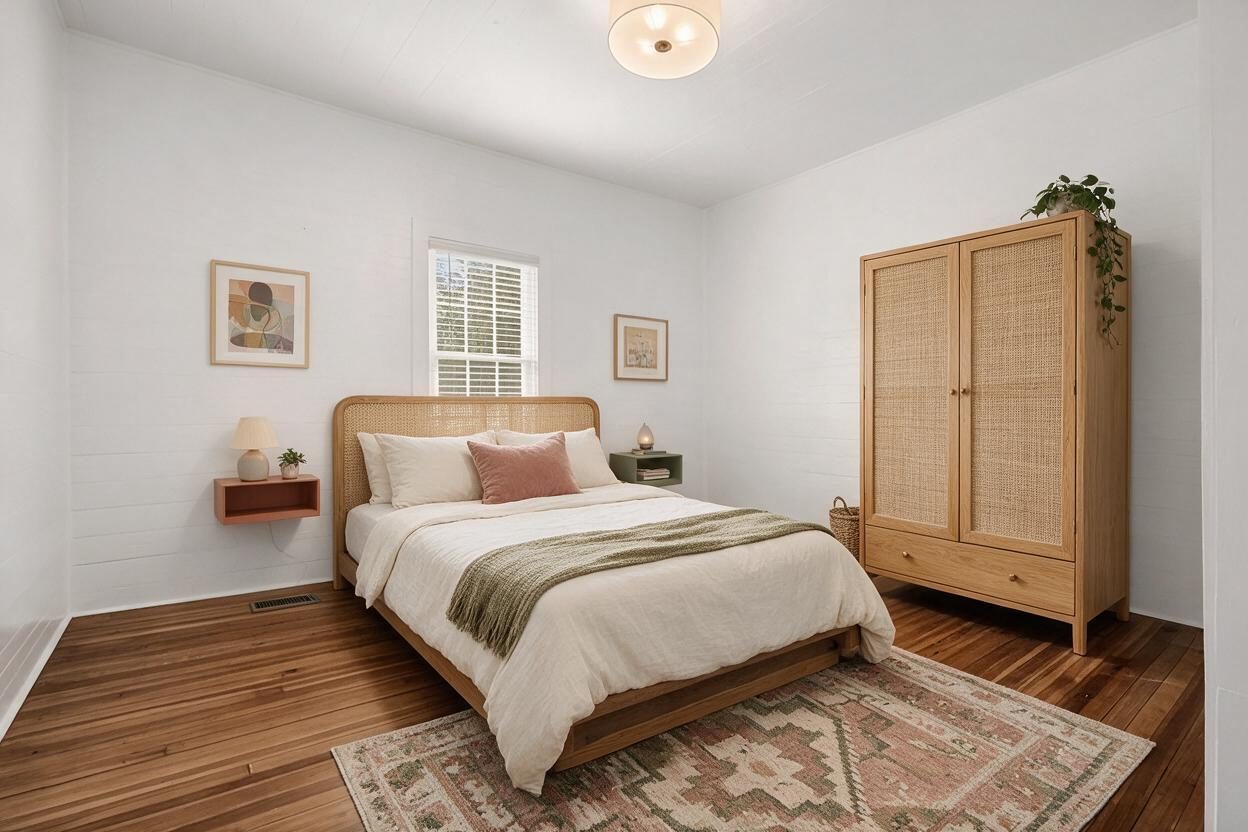 Eclectic Bedroom redesign after view from a real photo
