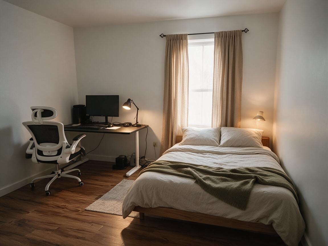 Scandinavian Bedroom redesign after view from a real photo