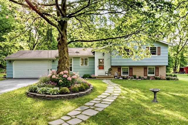 Transitional Front Yard design idea from a real photo
