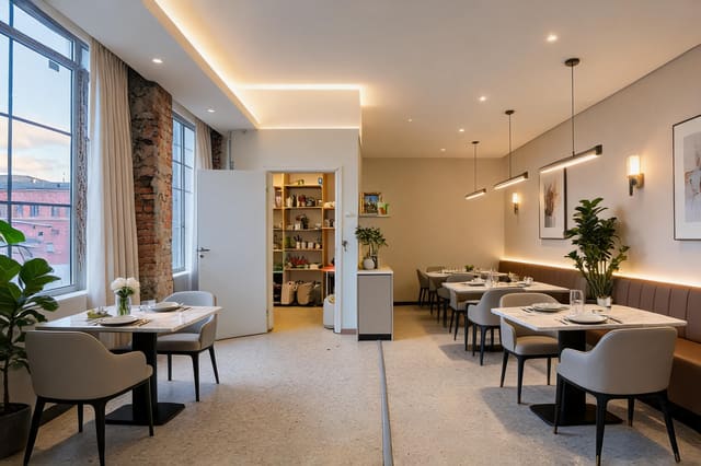 Modern Restaurant design idea from a real photo