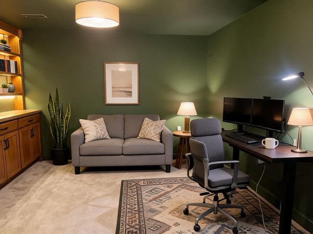 Transitional Home Office design idea from a real photo