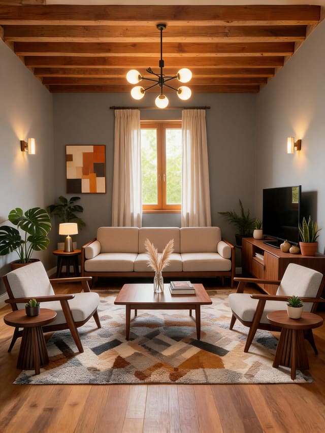 Midcentury Modern Living Room design idea from a real photo