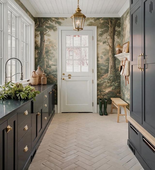 Neoclassic Mudroom design idea from a real photo