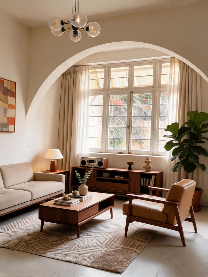 Midcentury Modern AI design result for Living Room