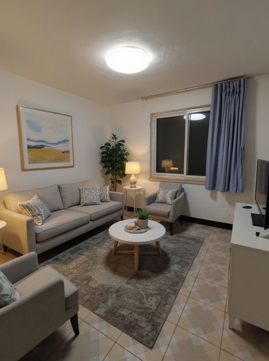 Transitional AI room design for Living Room