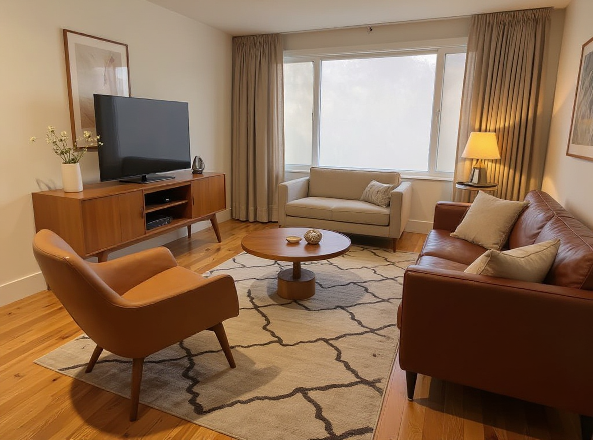 Midcentury Modern AI room design for Living Room